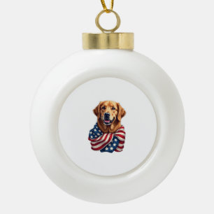 Patriottische Golden Retriever-liefhebber cadeau v Keramische Bal Ornament