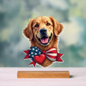Patriottische Golden Retriever liefhebber vintage  Acryl Bord (Neutraal)
