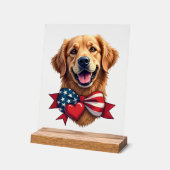 Patriottische Golden Retriever liefhebber vintage  Acryl Bord (Hoek)