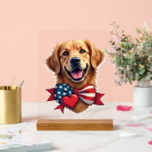 Patriottische Golden Retriever liefhebber vintage  Acryl Bord (Huwelijk)