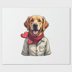 Patriottische Golden Retriever-liefhebber vintage  Cadeaupapier
