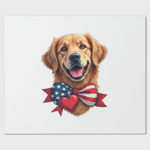 Patriottische Golden Retriever-liefhebber vintage  Cadeaupapier