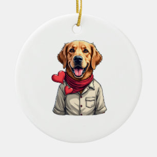 Patriottische Golden Retriever liefhebber vintage  Keramisch Ornament