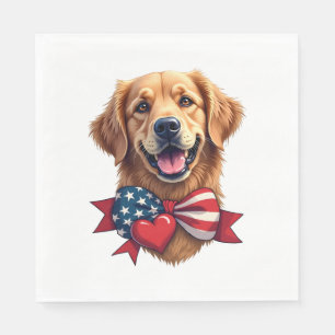 Patriottische Golden Retriever liefhebber vintage  Servet