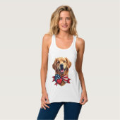 Patriottische Golden Retriever-liefhebber vintage  Tanktop (Volledige Voorkant)