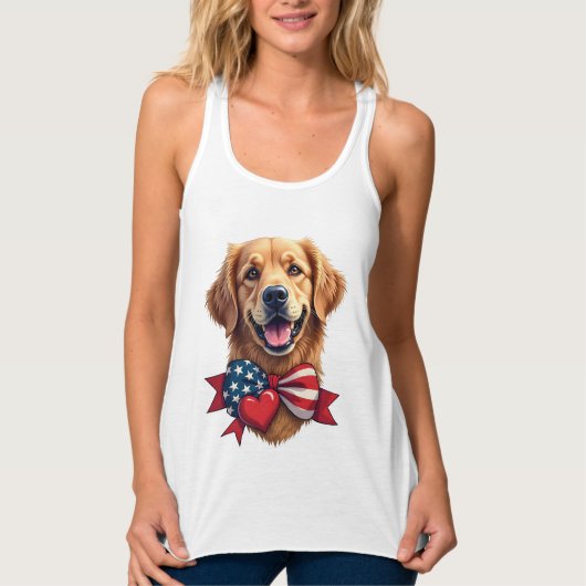 Patriottische Golden Retriever-liefhebber vintage  Tanktop (Voorkant)