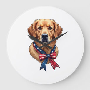 Patriottische Golden Retriever Memorial Day T-shir Grote Klok