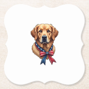 Patriottische Golden Retriever Memorial Day T-shir Kartonnen Onderzetters