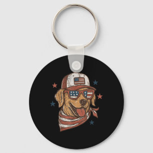 Patriottische Golden Retriever Merica Amerikaanse Sleutelhanger