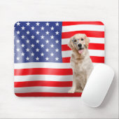 Patriottische Golden Retriever met vlag Muismat (Met muis)