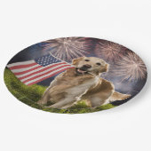 Patriottische Golden Retriever met vuurwerk Papieren Bordje (Gekanteld)