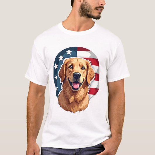 Patriottische Golden Retriever Open Crest Shirt (Voorkant)