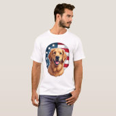 Patriottische Golden Retriever Open Crest Shirt (Voorkant volledig)
