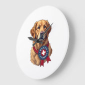 Patriottische Golden Retriever Reddings Vintage T- Grote Klok (Hoek)