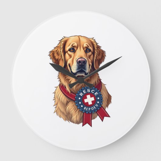 Patriottische Golden Retriever Reddings Vintage T- Grote Klok (Voorkant)