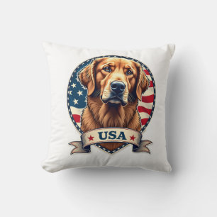 Patriottische Golden Retriever USA Vintage T-shirt Kussen