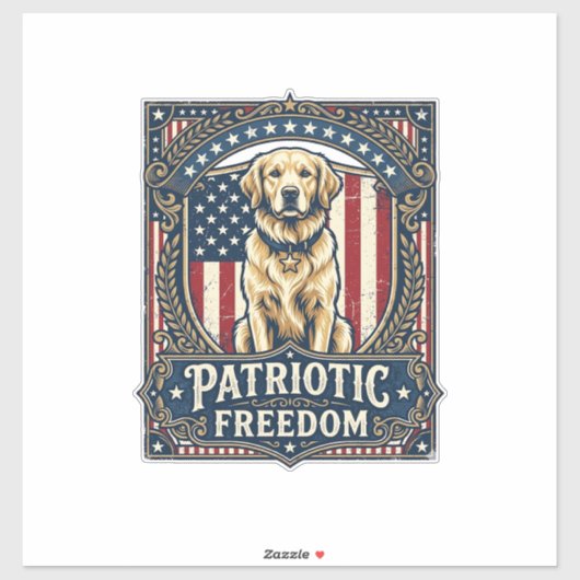 Patriottische Golden Retriever Vector Grafische T- Sticker (Vel)