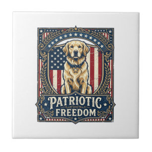 Patriottische Golden Retriever Vector Grafische T- Tegeltje