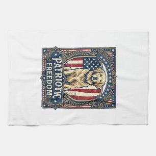 Patriottische Golden Retriever Vector Grafische T- Theedoek