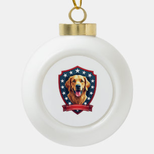 Patriottische Golden Retriever Vetkuif T-shirt Keramische Bal Ornament