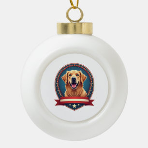 Patriottische Golden Retriever Viering Crest T-shi Keramische Bal Ornament