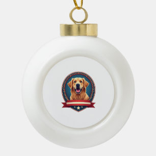 Patriottische Golden Retriever Viering Crest T-shi Keramische Bal Ornament