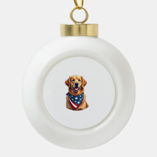 Patriottische Golden Retriever Vintage Graveer Shi Keramische Bal Ornament