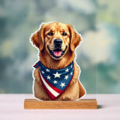 Patriottische Golden Retriever Vintage Gravure Shi Acryl Bord (Neutraal)