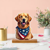 Patriottische Golden Retriever Vintage Gravure Shi Acryl Bord (Huwelijk)