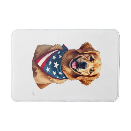 Patriottische Golden Retriever Vintage Gravure Shi Badmat (Voorkant)
