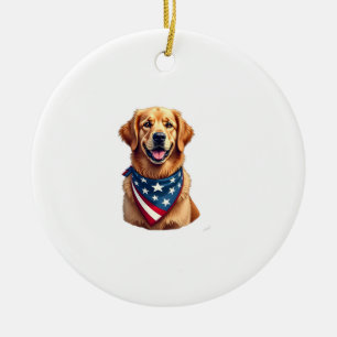 Patriottische Golden Retriever Vintage Gravure Shi Keramisch Ornament