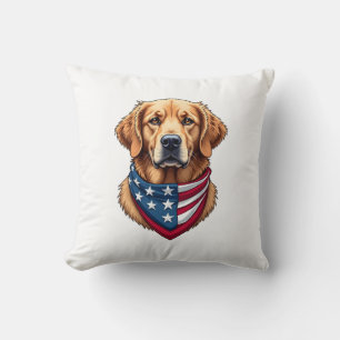 Patriottische Golden Retriever Vintage Gravure Shi Kussen