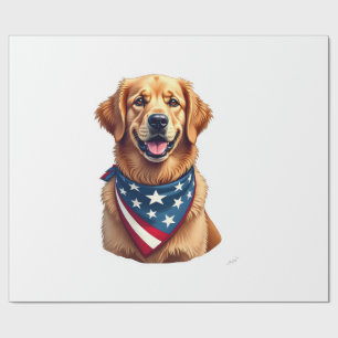 Patriottische Golden Retriever Vintage Gravure T-s Cadeaupapier