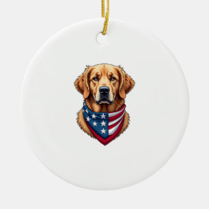 Patriottische Golden Retriever Vintage Gravure T-s Keramisch Ornament