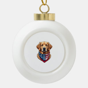 Patriottische Golden Retriever Vintage Gravure T-s Keramische Bal Ornament