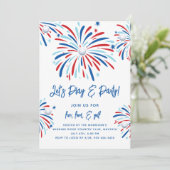 Patriottische Golf & Vuurwerk 4 juli Feest Kaart (Staand voorkant)