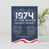 Patriottische golven 50 jaar High School Class Reu Kaart (Staand voorkant)