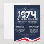 Patriottische golven 50 jaar High School Class Reu Kaart (Voorkant / Achterkant)