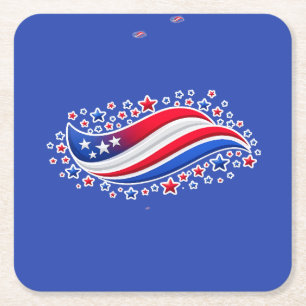 Patriottische golvende Amerikaanse vlag met sterre Kartonnen Onderzetters