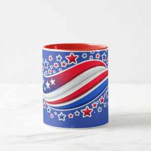 Patriottische golvende Amerikaanse vlag met sterre Mok