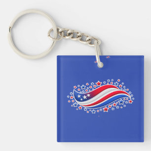 Patriottische golvende Amerikaanse vlag met sterre Sleutelhanger