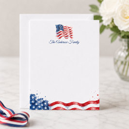 Patriottische golvende Amerikaanse vlag  Notitiekaartje