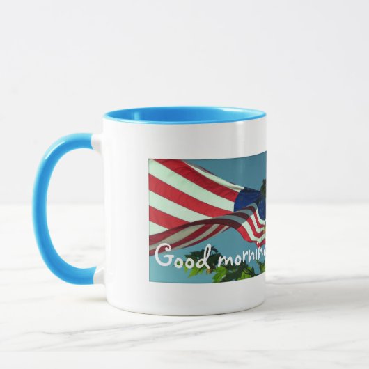 Patriottische Good Morning America Beverage Mok (Links)