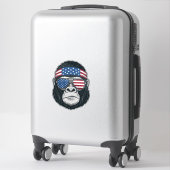 Patriottische Gorilla Gezicht Vintage Gravure Vect Sticker (Koffer)