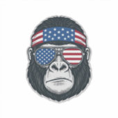 Patriottische Gorilla Gezicht Vintage Gravure Vect Sticker (Voorkant)