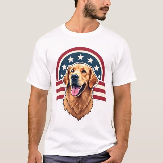 Patriottische Goud Retriever Boog Lay-Out Shirt 2 (Voorkant)