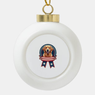 Patriottische Goud Retriever Erfgoed Lint Shirt Keramische Bal Ornament