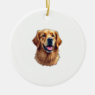 Patriottische Goud Retriever Gezicht Vintage T-shi Keramisch Ornament