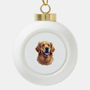Patriottische Goud Retriever Gezicht Vintage T-shi Keramische Bal Ornament