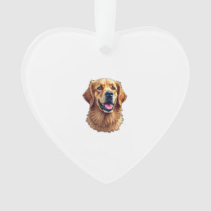 Patriottische Goud Retriever Gezicht Vintage T-shi Ornament